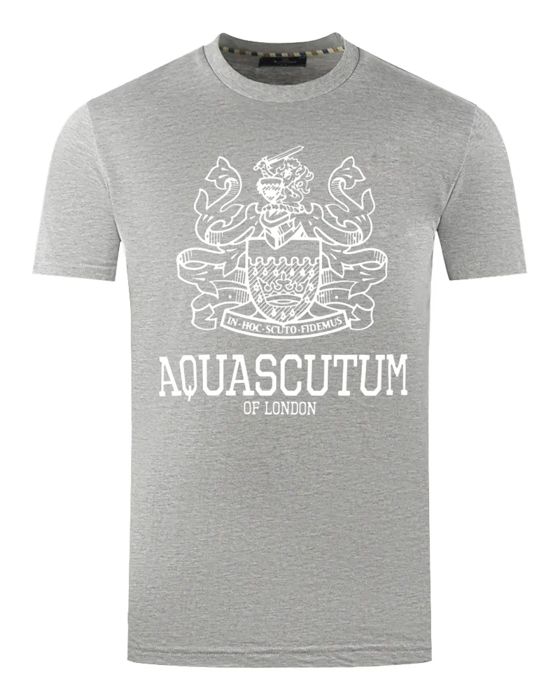Aquascutum Large Bold London Aldis Marke Logo Grau T-Shirt Grau