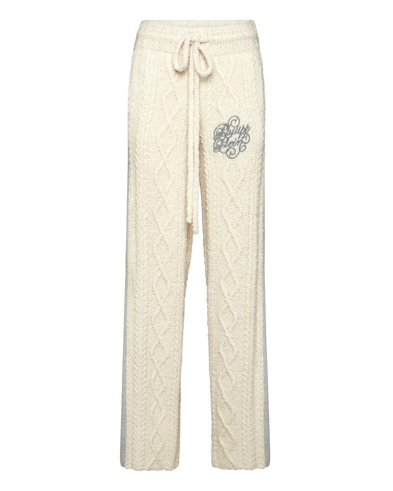 Philipp Plein Strick-Jogging-Hose Signature Creme