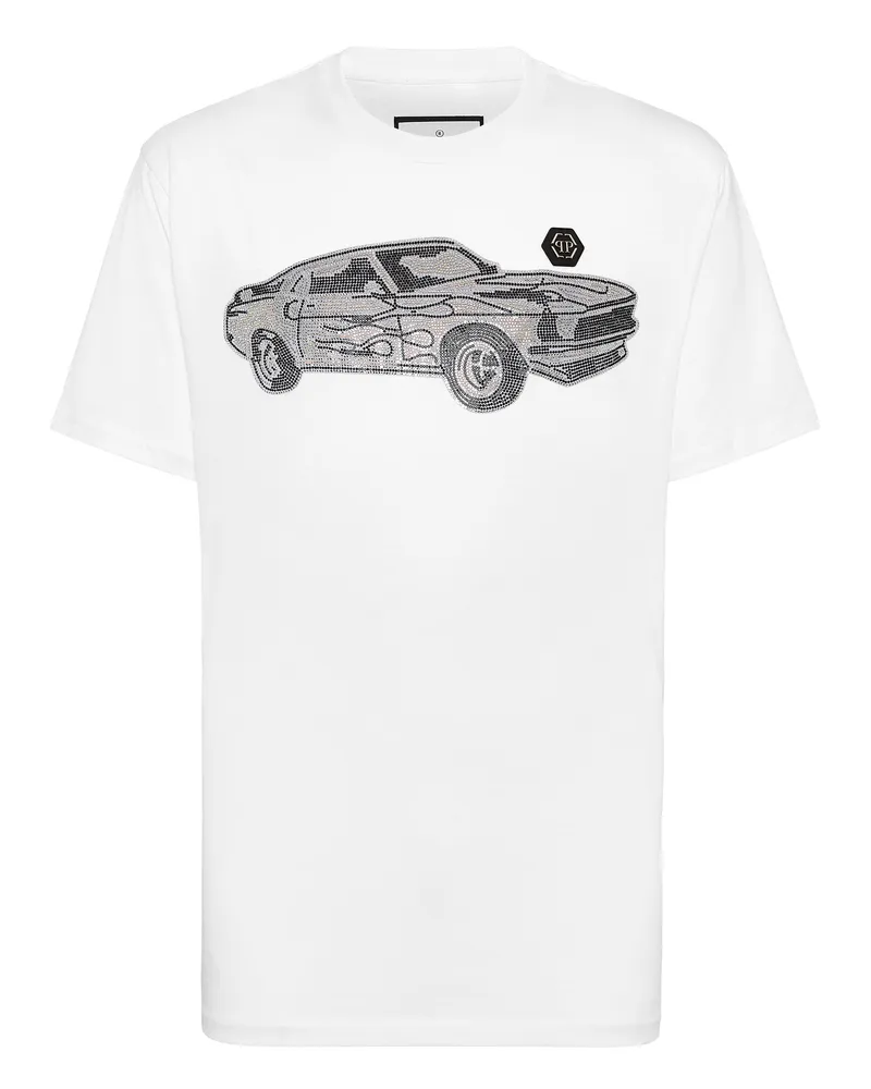 Philipp Plein Rundhals-T-Shirt Racing - Weiß Weiß