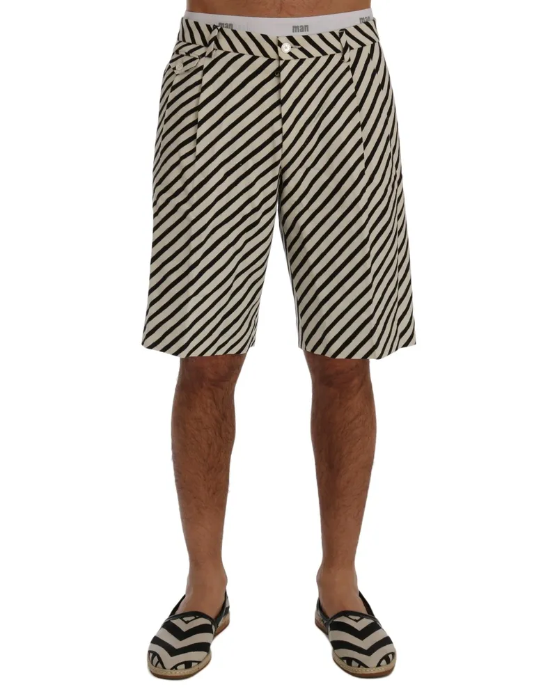 Dolce & Gabbana Diagonal gestreifte Shorts Sommerresort Elfenbein