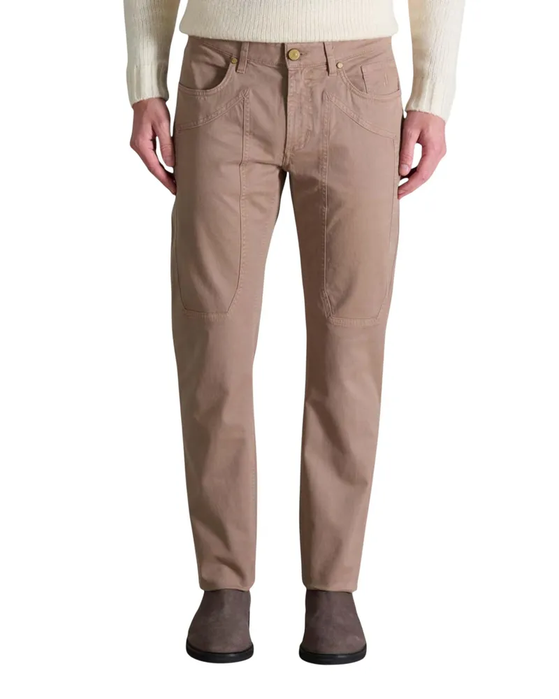 Jeckerson Hose mit Knie-Patch, legerer Schnitt - Cognac Cognac