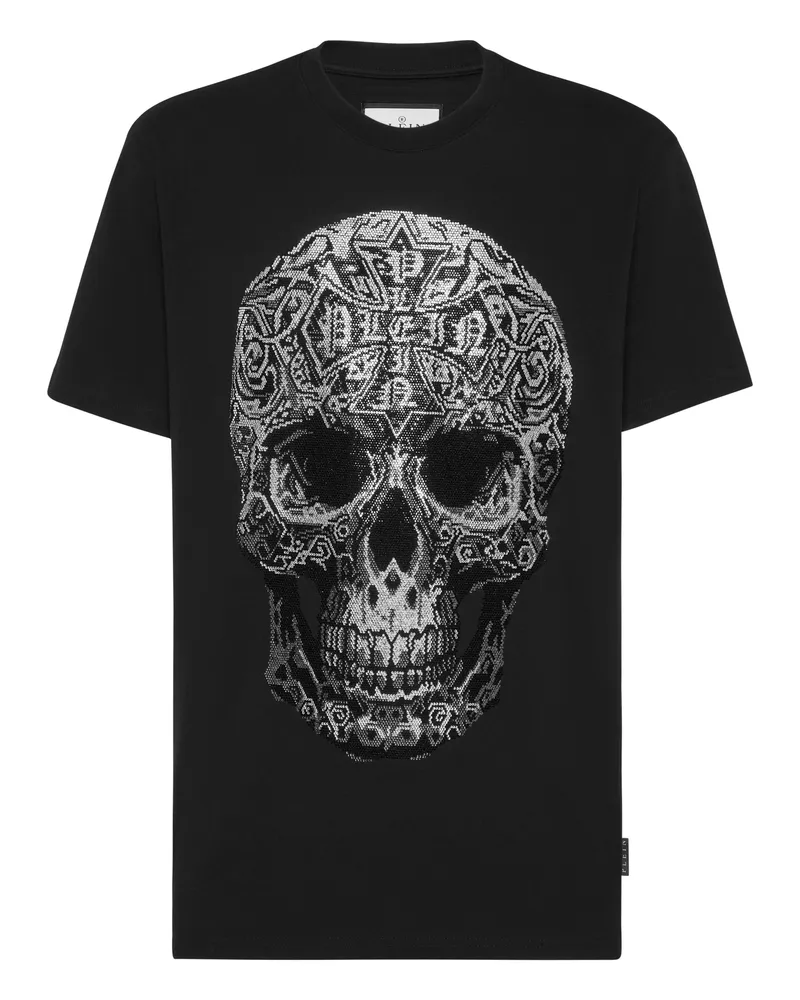 Philipp Plein Round Neck T-Shirt Gothic Skull Schwarz