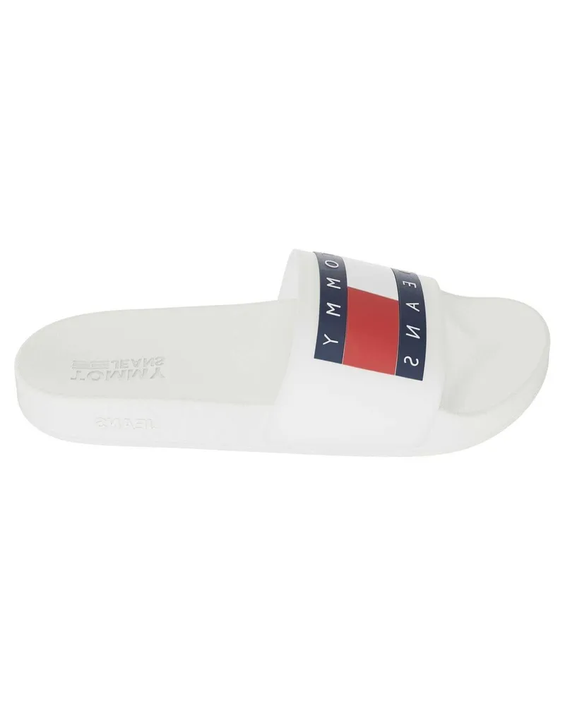 Tommy Hilfiger Flaggenlogo Badesandale für Herren, geformtes Fußbett (Weiß Weiß