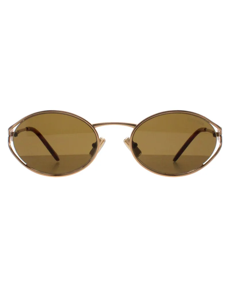 Miu Miu Oval Damenbrille Messing Gold Dunkelbraun Sonnenbrille MU52YS Gold