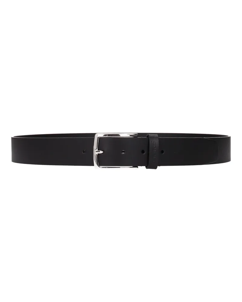 A.Testoni Testoni Schwarzer Leder Gürtel Regular Schwarz
