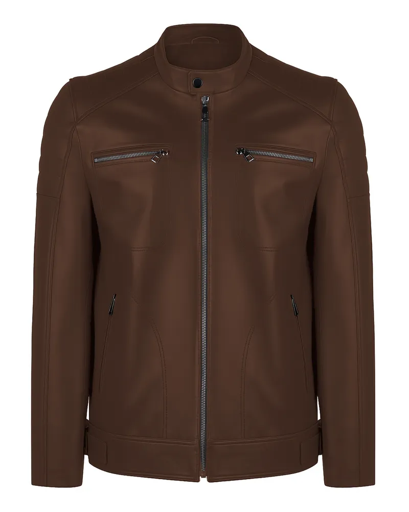 Felix Hardy Lederjacke Lederjacke Mit Reißverschluss Mokka