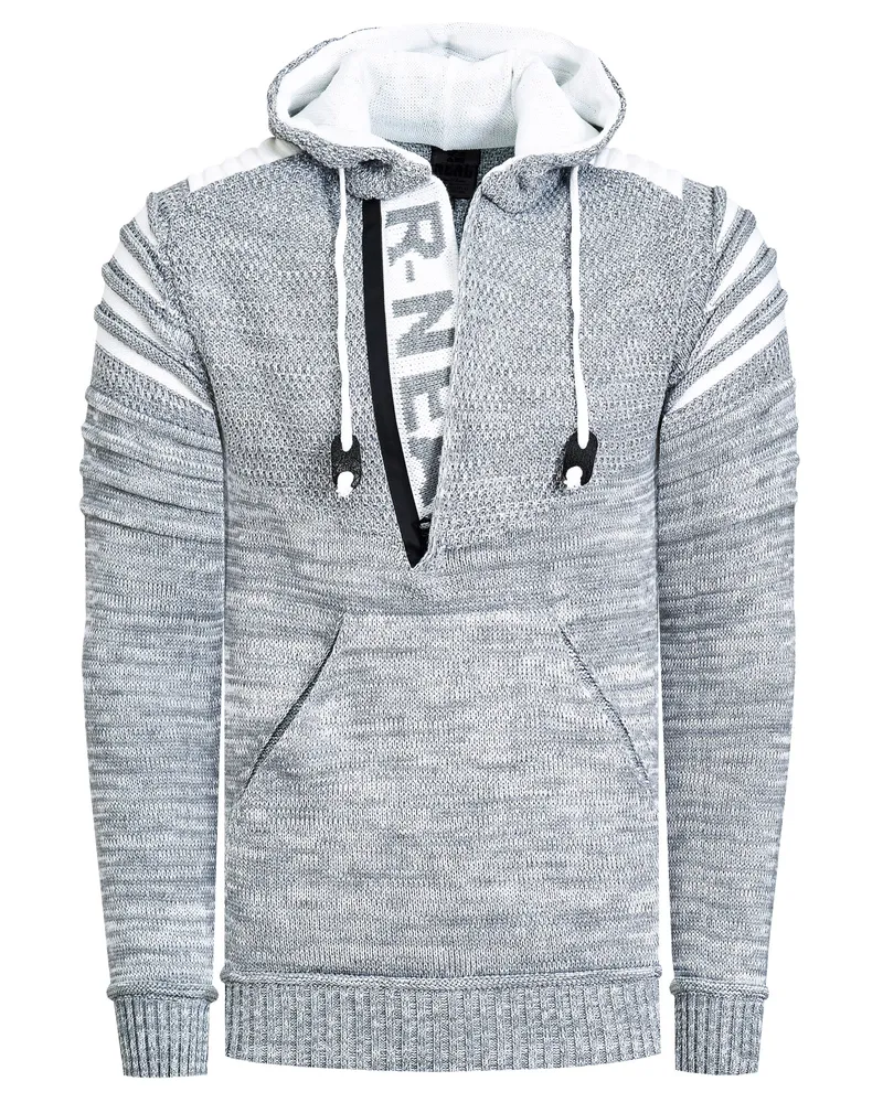Rusty Neal 1/2-Zip Grobstrick-Kapuzenpullover "Future" - Grau Grau