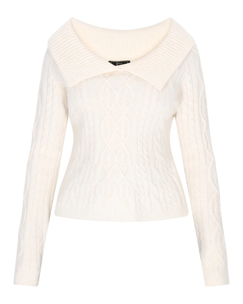 FAINA Pullover für Damen, regular fit, gerippter Saum und Rundhals - Wollweiß Wollweiß
