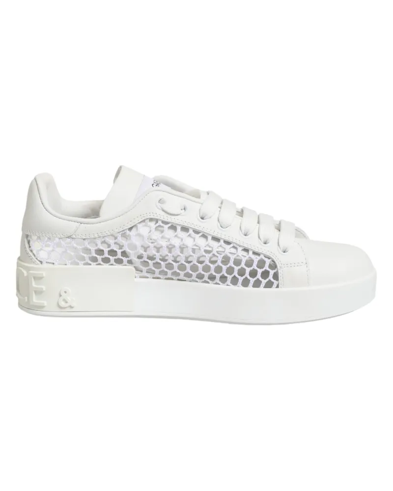 Dolce & Gabbana Weiße Sneakers mit Netz-Einsätzen im Low-Top-Stil Weiß