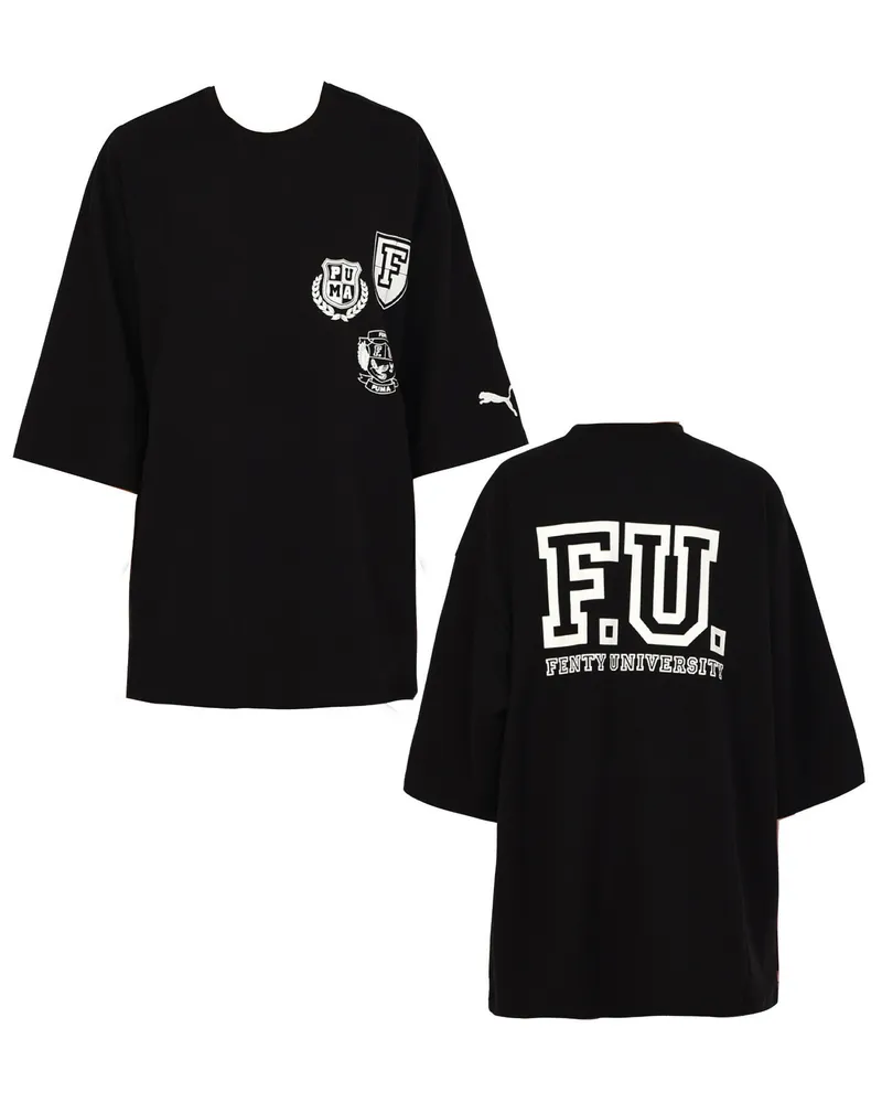Puma x Rihanna Fenty Womens SS Rundhalsausschnitt Top T-Shirt schwarz 575876 01 A8C Schwarz
