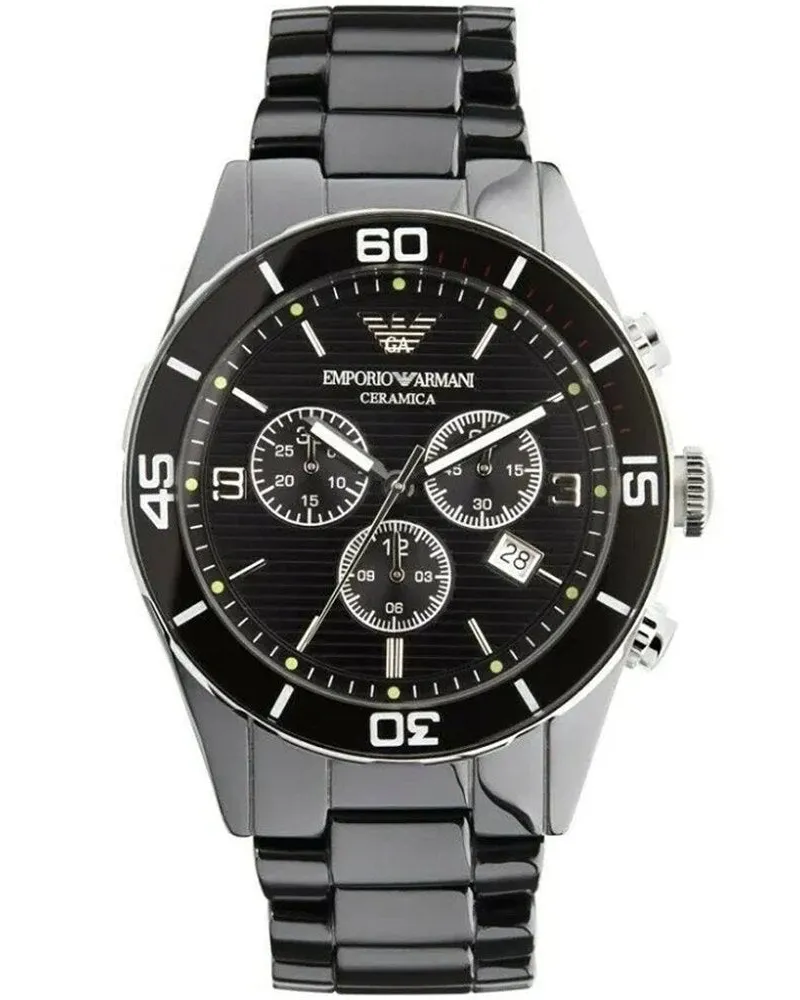 Emporio Armani AR1421 Herrenuhr Leo Ceramica Schwarz
