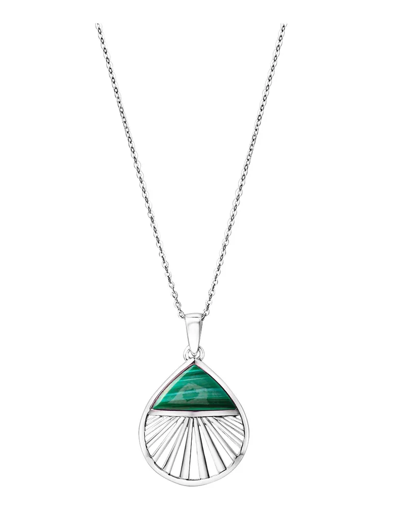 ZEEme Gemstones Anhänger mit Kette 925/- Sterling Silber rhodiniert Malachit Silber