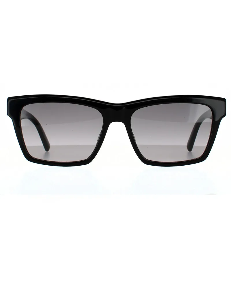 Saint Laurent Rechteckige Unisex-Sonnenbrille mit glänzendem schwarz-grauem Farbverlauf Schwarz