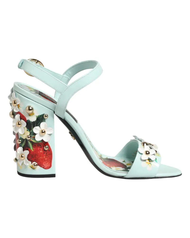 Dolce & Gabbana Mintgrüne Blumen-Studs Absatzsandalen Schuhe Grün