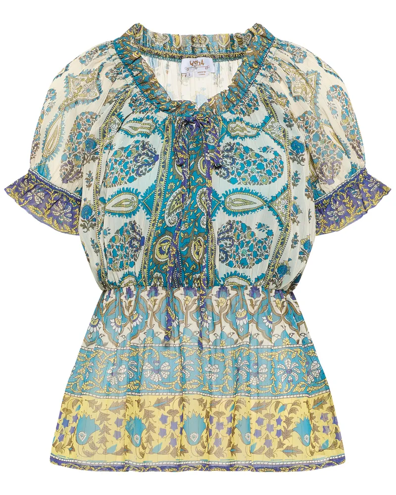 Usha Blusenshirt Damen Blau Mehrfarbig Mehrfarbig