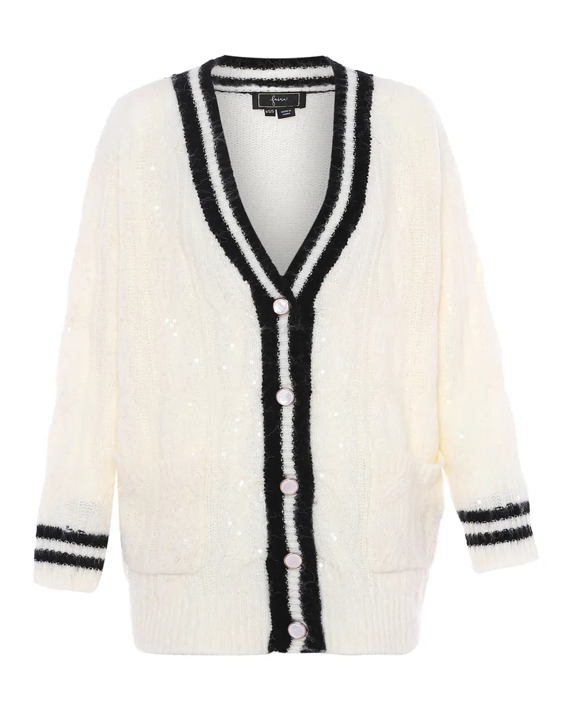 FAINA Strickjacke Damen Wollweiß Wollweiß