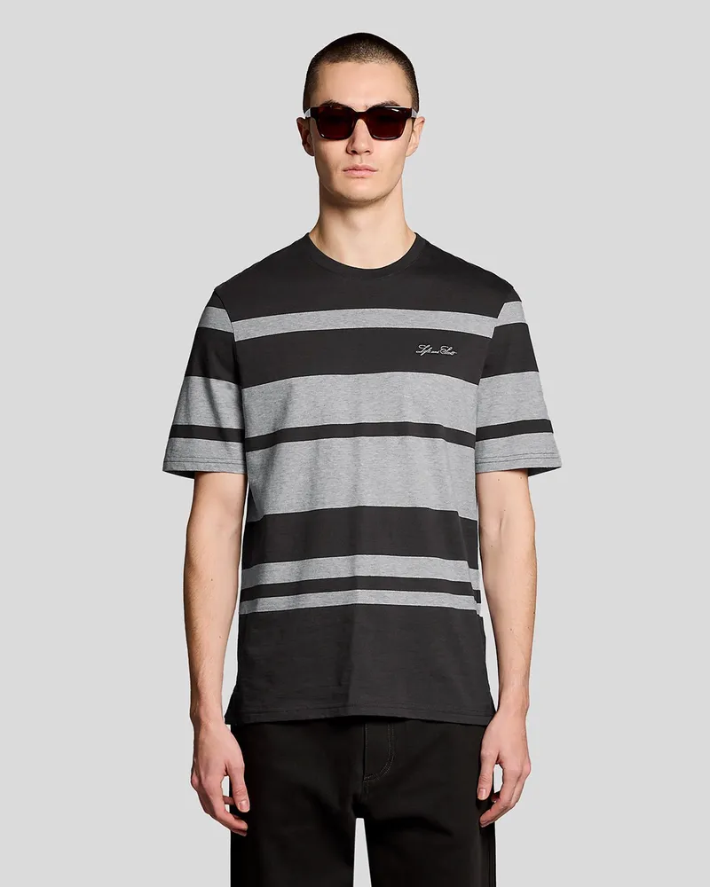 Lyle & Scott Relaxed-Fit-T-Shirt mit Streifen - Grau Grau