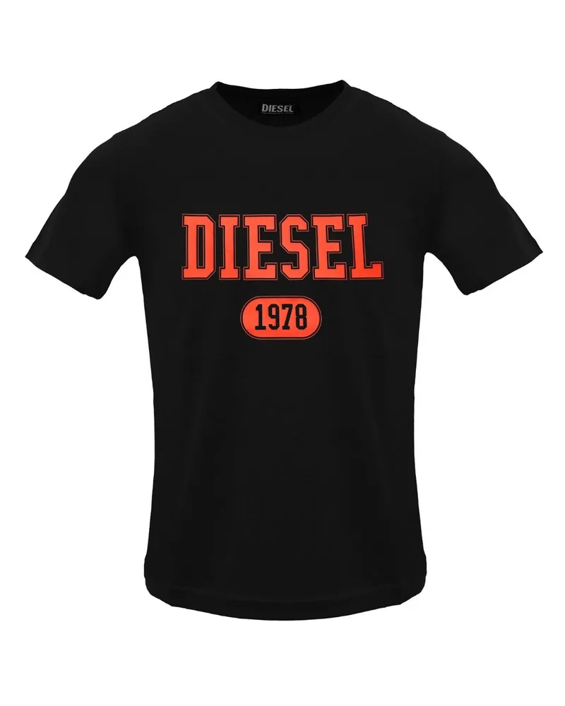 Diesel T-shirt Mit Varsity-logo Und Kaviar Schwarz