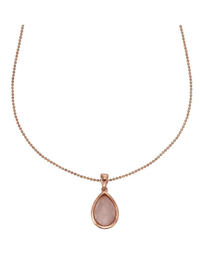 Jamelli Anhänger mit Kette 925 Silber rosé vergoldet Rosenquarz Roségold