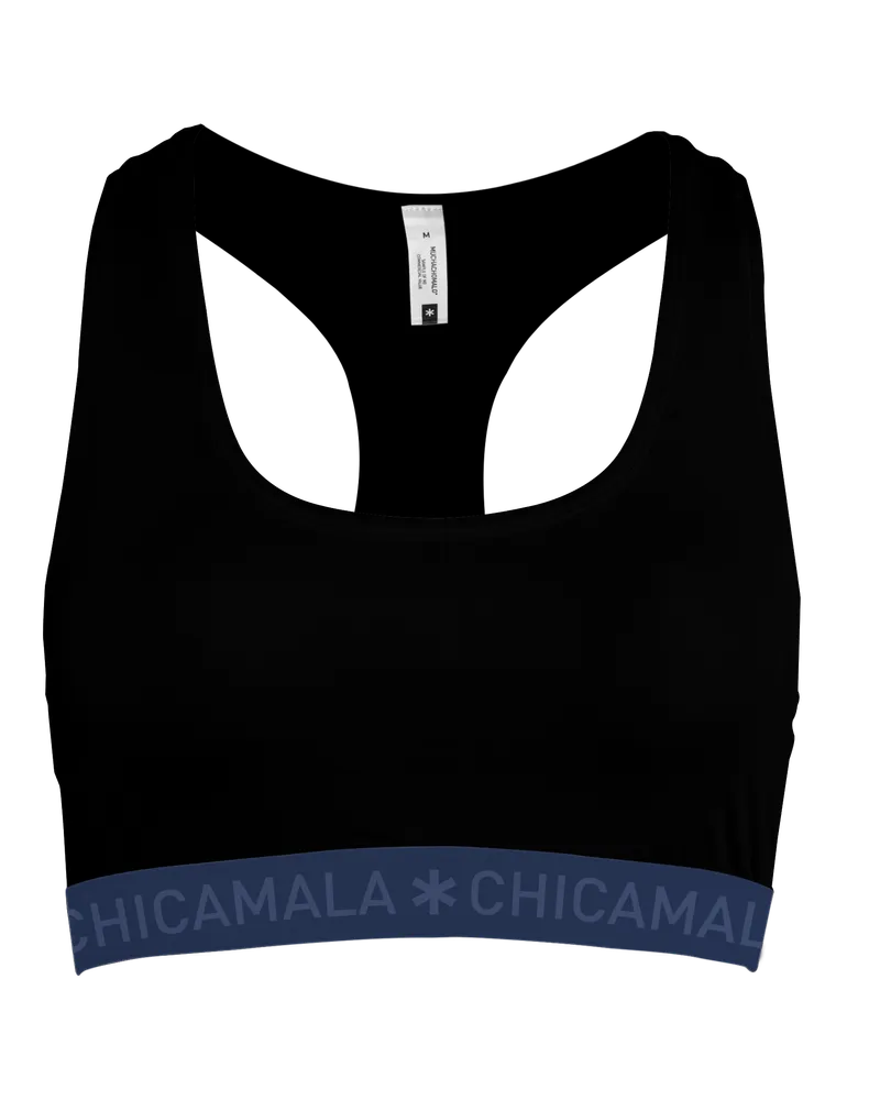 Muchachomalo Chicamala Racerback Sport-BH für Damen - Schwarz Schwarz