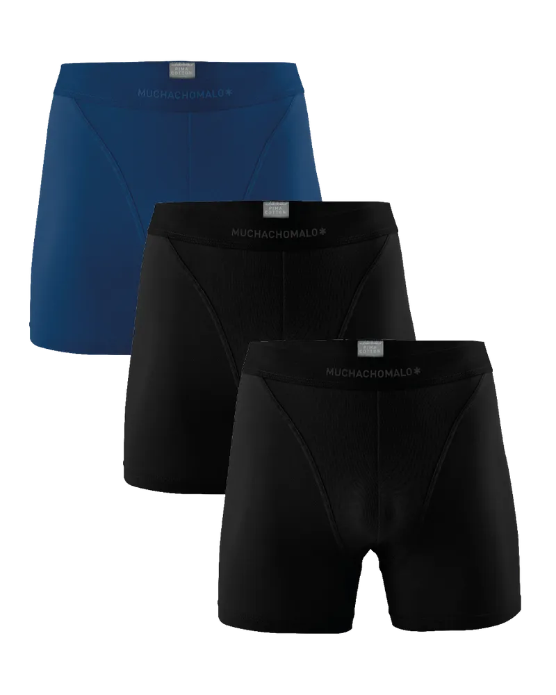 Muchachomalo Herren Pima Baumwolle Boxer Shorts - 3er Pack - Herren Unterwäsche Schwarz
