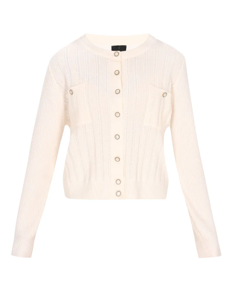 DreiMaster Strickjacke Frauen cremefarben Wollweiß