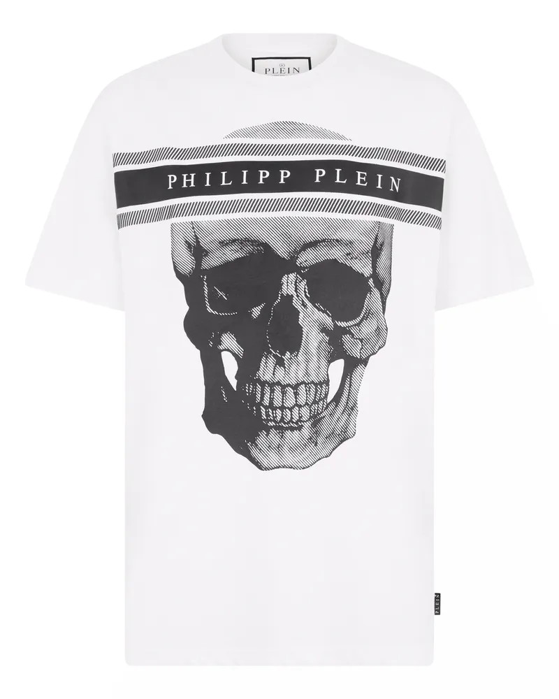 Philipp Plein Round Neck T-Shirt Skull Logo Line Weiß