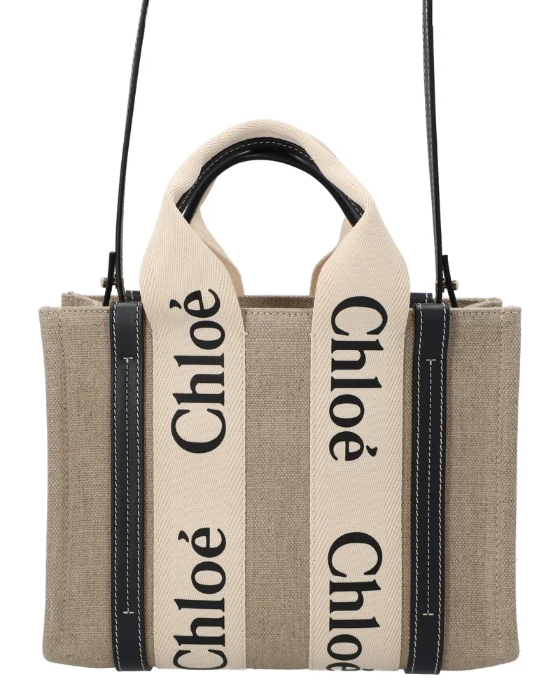 Chloé Kleine Woody Tote Bag Schwarz Schwarz