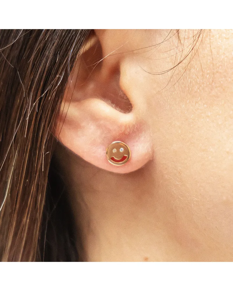 cai Ohrstecker 925/- Sterling Silber rotvergoldet Smile Roségold