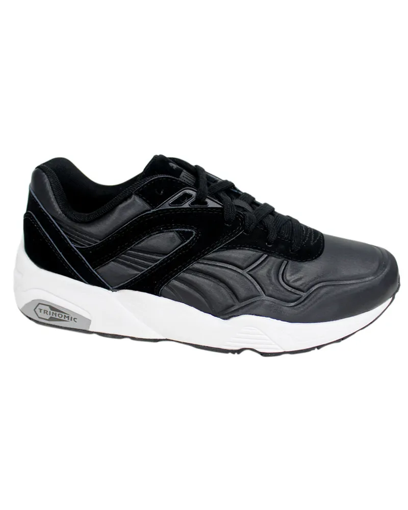 Puma Trinomic R698 Matt & Shine Black Mens Schnürtrainer 359305 02 B19A Schwarz