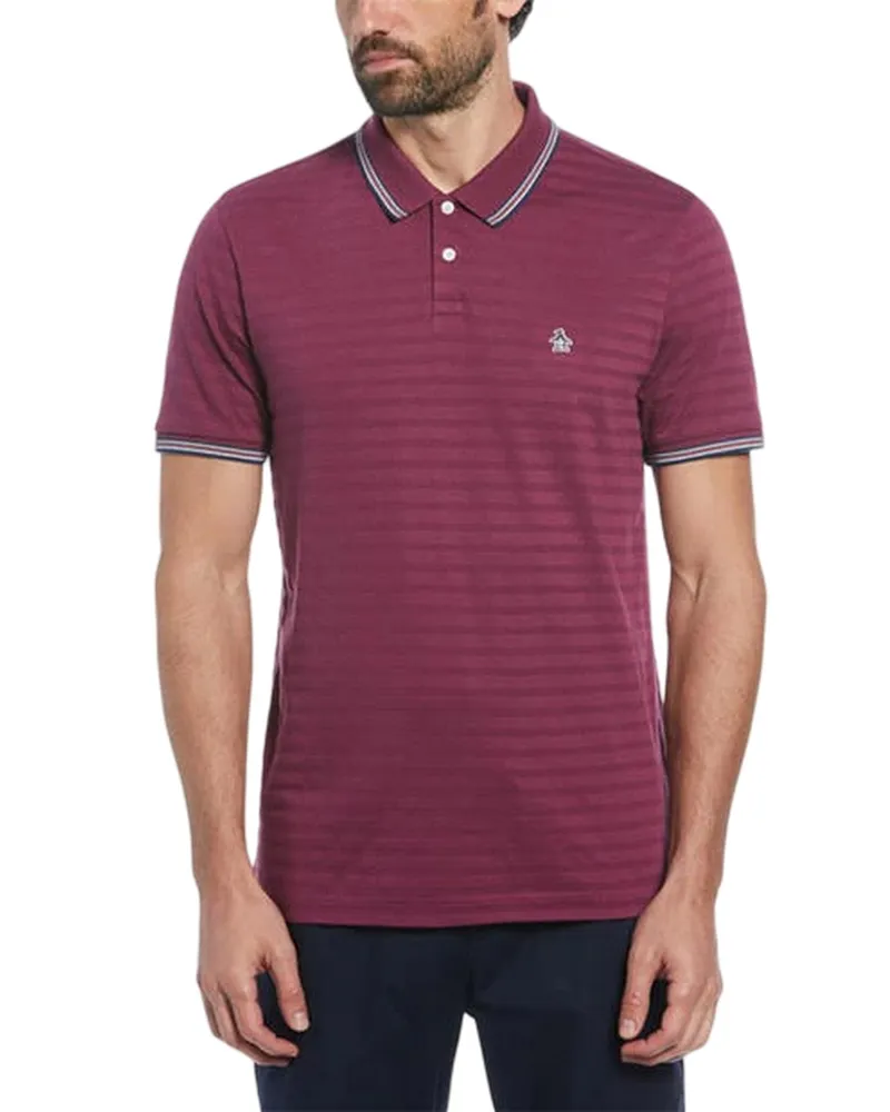 Original Penguin Poloshirt für Herren, Mit kontrastfarbenen Streifen, Regulär (Amarant Lila