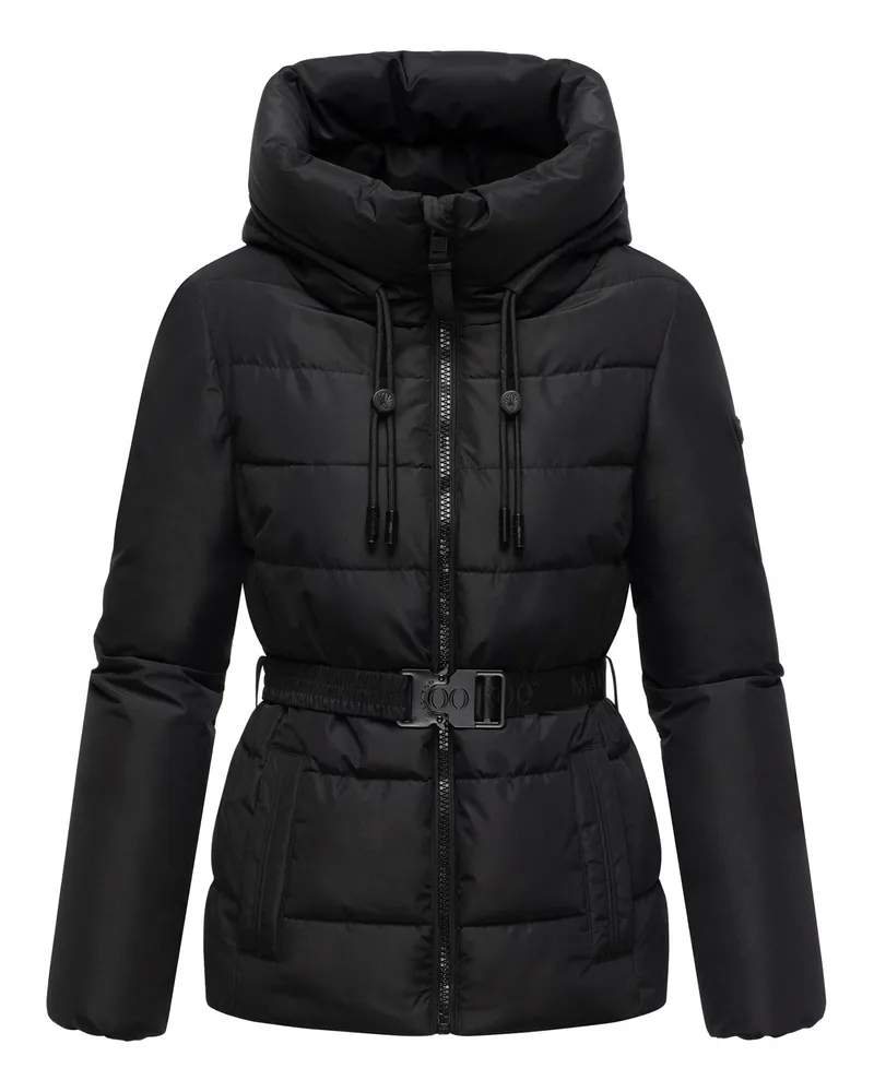 Marikoo Damen Winterjacke Himee mit Taillengürtel & Magnettaschen Schwarz