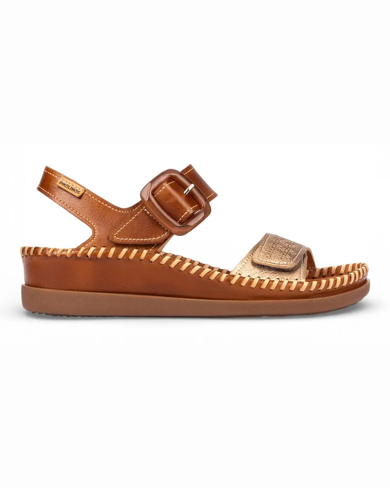 Pikolinos Damen Braune Leder Leichte Sommer-Keilsandalen - Cadaques Dunkelbraun