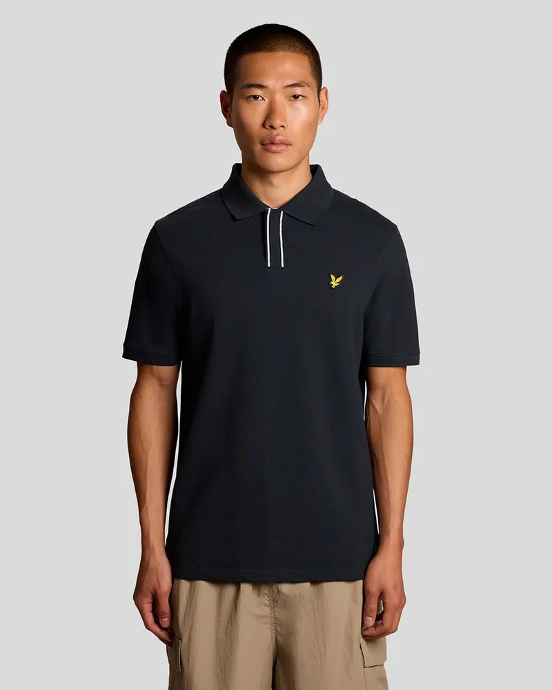 Lyle & Scott Poloshirt mit Kontrast-Paspelierung Marineblau