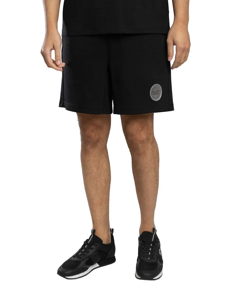 EA7 Shorts Mit Badge-Logo, Schwarz Schwarz