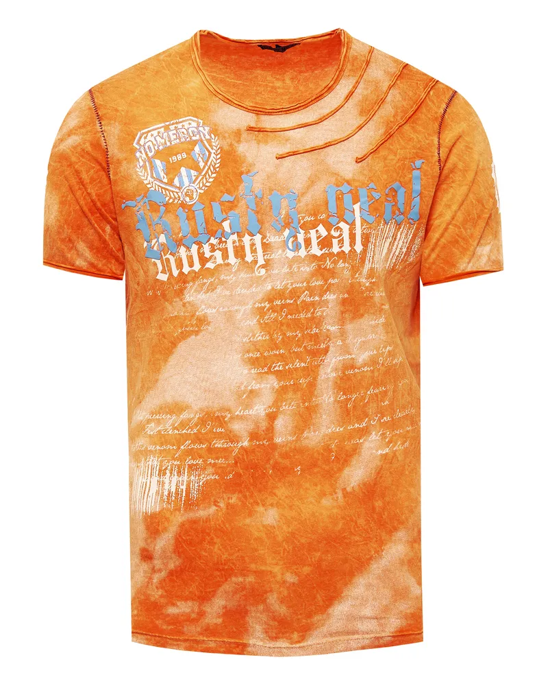 Rusty Neal Color Tie Dye Batik-T-Shirt mit Logo-Print - Orange Orange