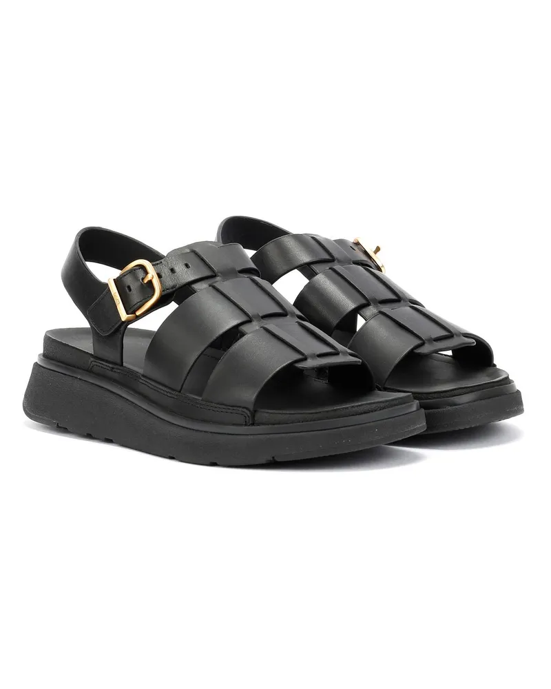 FitFlop GEN-FF Fischerleder Damen Sandalen in Schwarz Schwarz