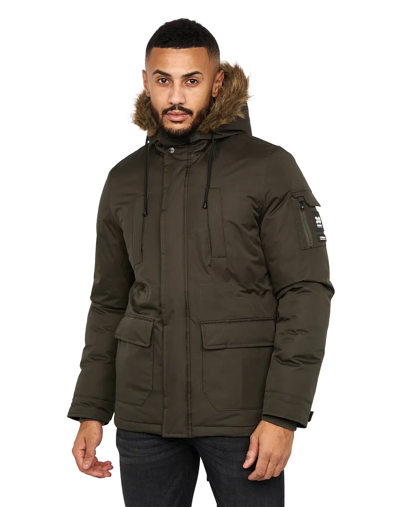CrossHatch Parkmoore" Parka für Herren (Dunkel-Olive Oliv