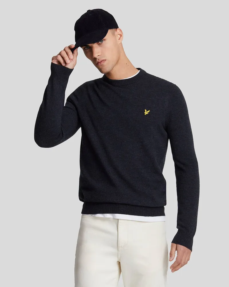 Lyle & Scott Rundhalspullover aus Lammwollmischung – Marineblau Marineblau