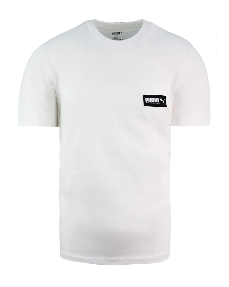 Puma entspannte Fit-Logo T-Shirt Kurzarm Crew Hals Herren weißes T-Shirt 582687 02 Weiß