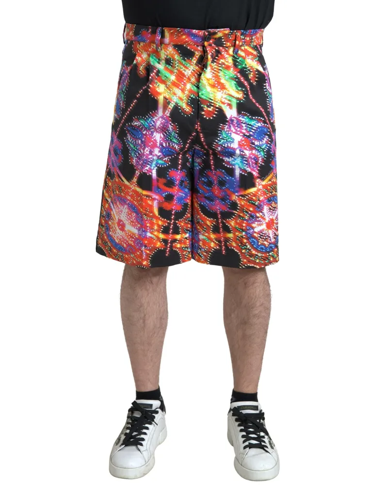 Dolce & Gabbana Lässige Shorts mit mehrfarbigem Druck Schwarz