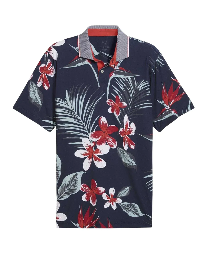 Puma Mattr Luau" Poloshirt für Herren, Hochleistungsmaterial (Dunkel-Marineblau/Rot Dunkles