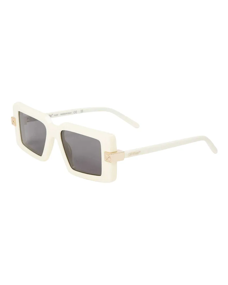 OFF-WHITE Off White - "Lowell" Rechteckig-Sonnenbrille für Herren/Damen Unisex (Weiß Weiß