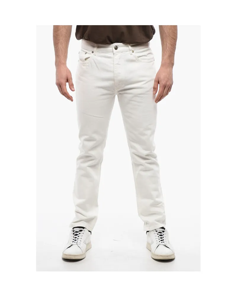 Palm Angels 5-Pocket-Slim-Fit-Jeans mit Gürtelschlaufen 18 cm in Weiß Weiß