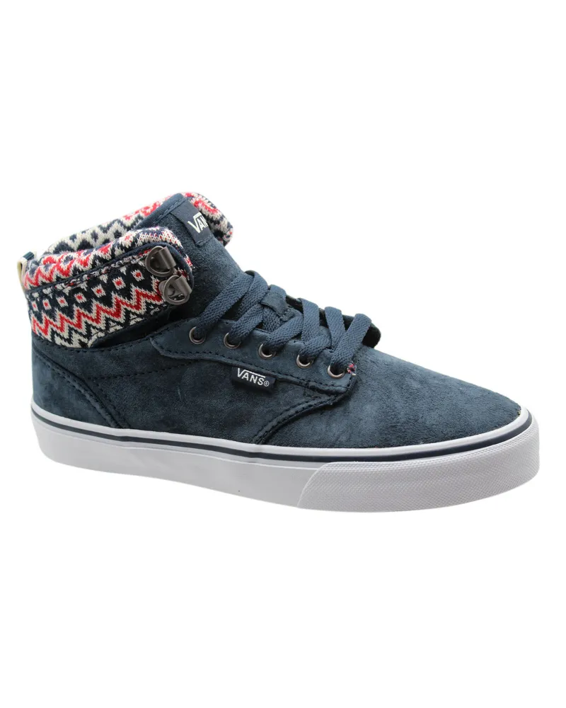 Vans von der Wand ATwood Hi Top Schnürung Blau Leder Womens Trainer VoTDX0 B39C Blau