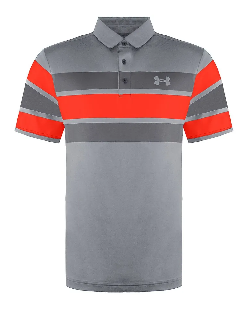 Under Armour Playoff 2.0 Herrengrau/Orangen -Polohemd Grau