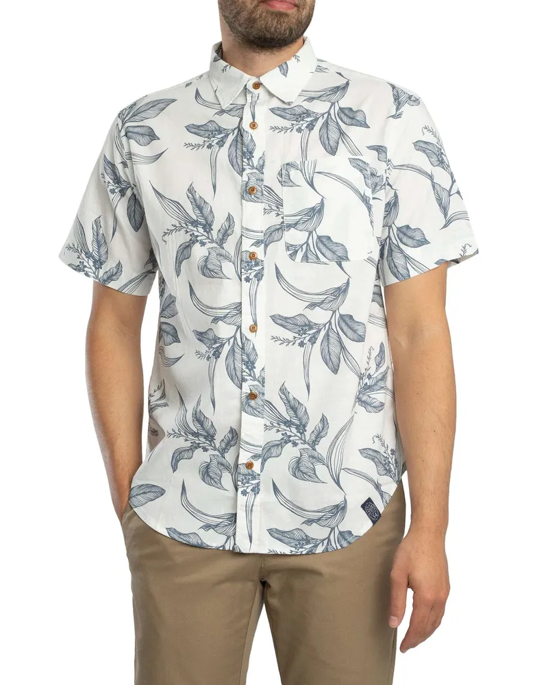Superdry. Kurzarmhemd Von Vintage Loom, Weiß Weiß