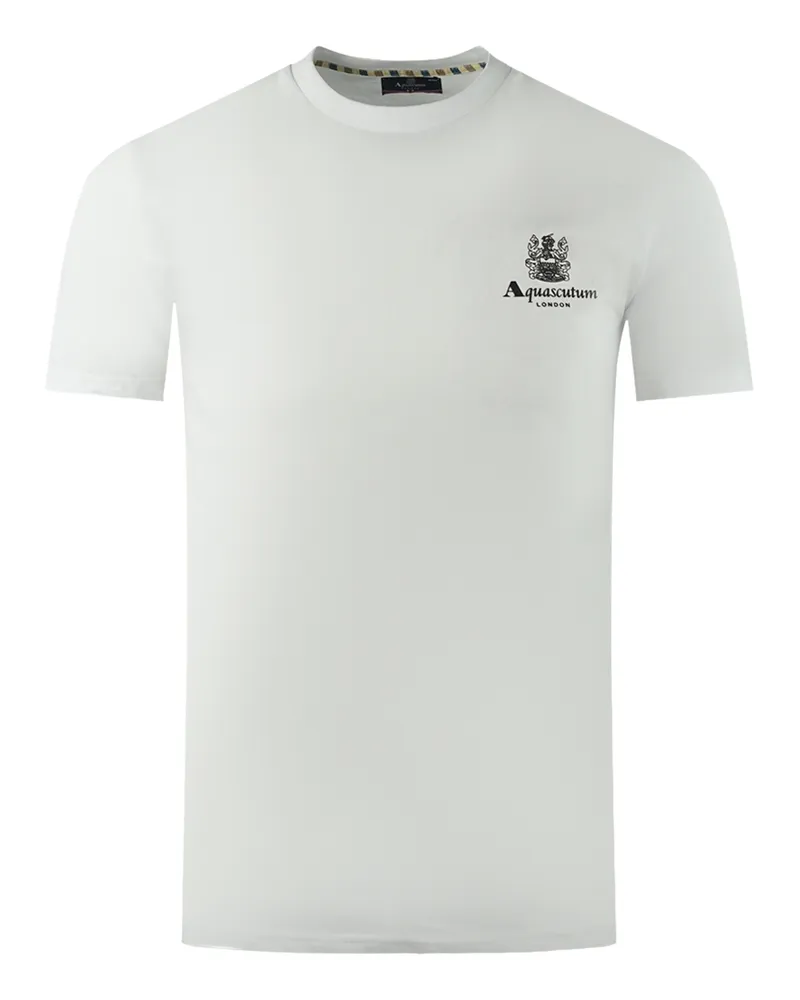 Aquascutum London Aldis Brand Logo On Chest White T-Shirt Weiß