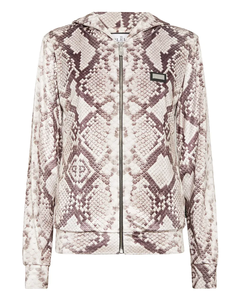 Philipp Plein Sweatjacke Mit Kapuze Python Beige