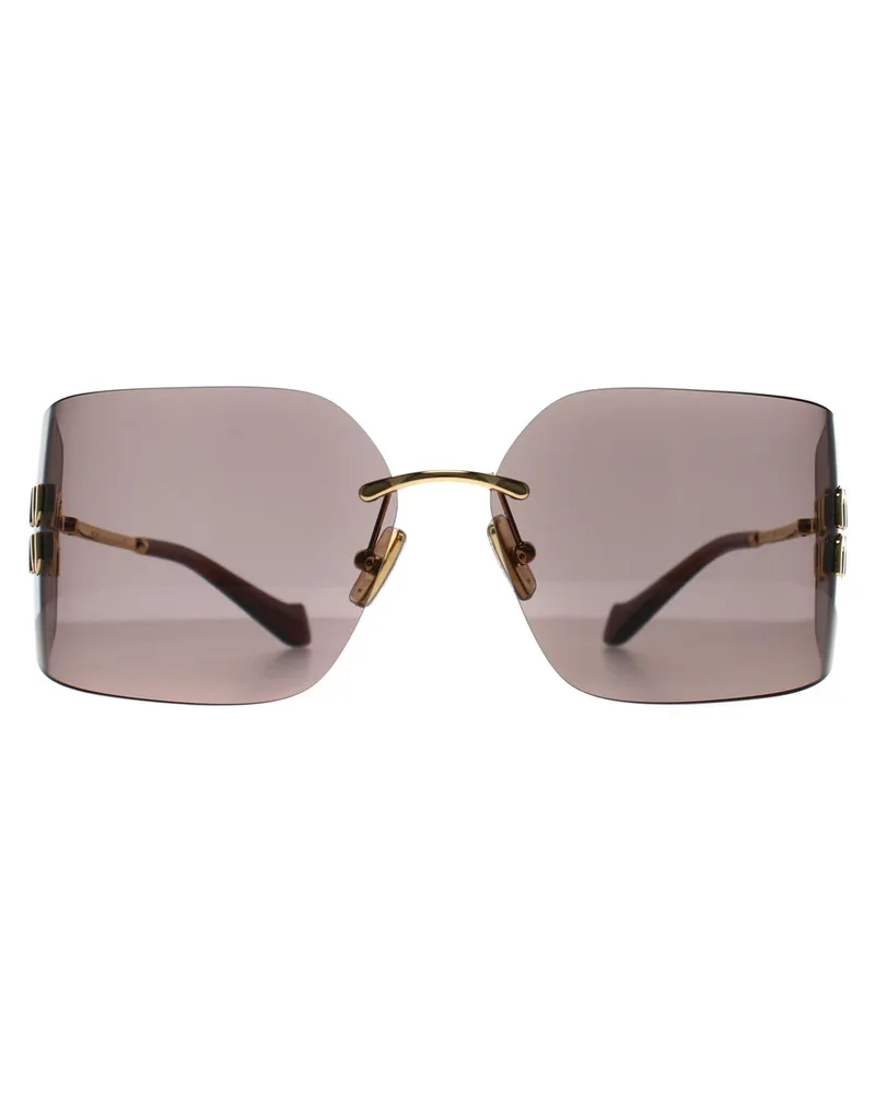 Miu Miu MU54YS Sonnenbrille, randlos, Gold/helllila/braun - Gold Gold